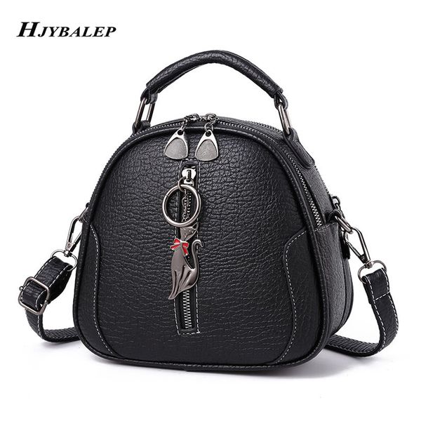 

solid pu leather women bag ladies crossbody messenger shoulder bags vintage handbags kitten ornaments mini bag