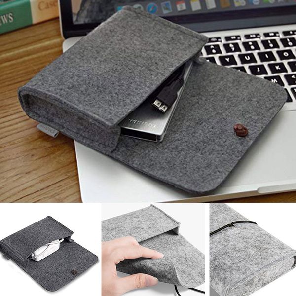 

selling felt storage pouch data cable bag case for accessory mouse cellphone cables -b5