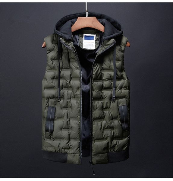 

mens designer solid colors vests fashion autumn winter warm parkas hooded vests mens casual thick clothes, Black;white