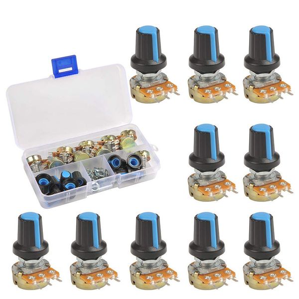 

10pcs wh148 linear potentiometer kit 15mm knob ag2 nuts and washers 3pin wh148 b1k b2k b5k b10k b20k b50k b100k b250k b500k b1m