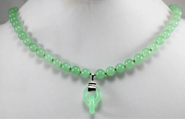 

noble 8mm light green jades pendant necklace fashion jewelry, Silver