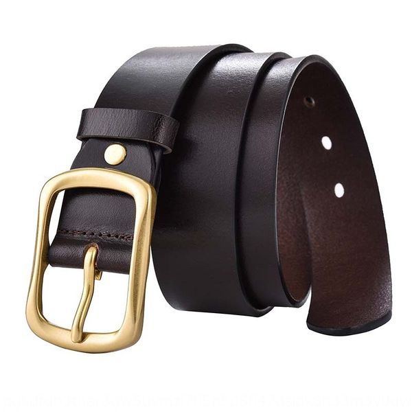 

layer cowhide pure copper daily buckle men's network copper pin buckle genuine leather belt men's casual belt, Black;brown
