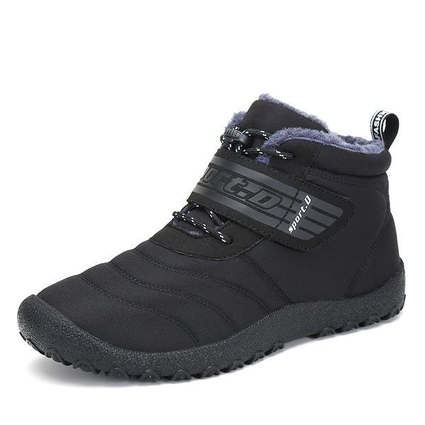 

christmas winter shoes men fashion outdoor snow boots warm ankle boots casual shoes high-cotton bota masculina, Black