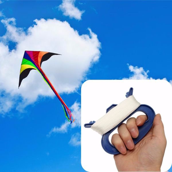 

30/50/100m outdoor sports flying tools kite parts line string w/ d shape winder handle white line kites accessory reel board