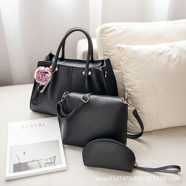

женские кожаные сумки сумки вскользь totes женщины сумка top handle bag set с furry болл