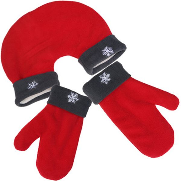 

3 pcs/set hiking gloves winter thicken christmas style gloves outdoor keep warm polar fleece mittens for couple lovers, Black