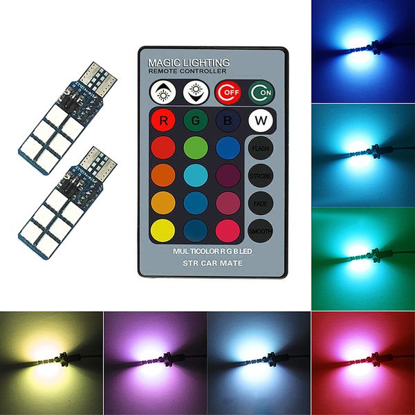 

12v t10/147/168 led car clearance lights 2pcs/pair dropshipping multifunction remote control colorful rgb display width lamp