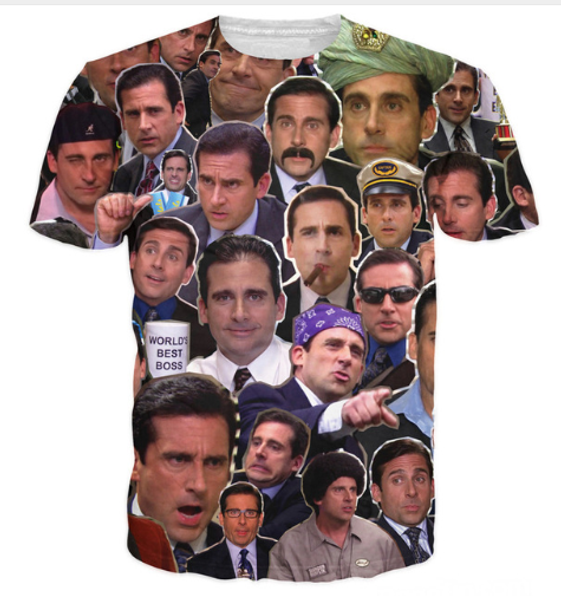 

новейшая мода смешно много лиц майкл скотт футболка 3d печатных женщин / мужчин лето с коротким рукавом мужская футболка повседневная топы ф, White;black