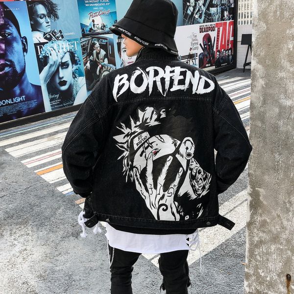 

denim jacket casual letter pattern 2019 new men, Black;brown