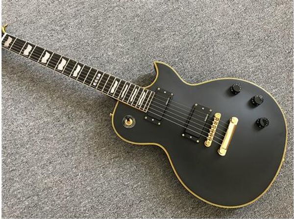 

Guitarra Eléctrica negro con amarillo vinculante y el Hardware de oro, oferta personalizada