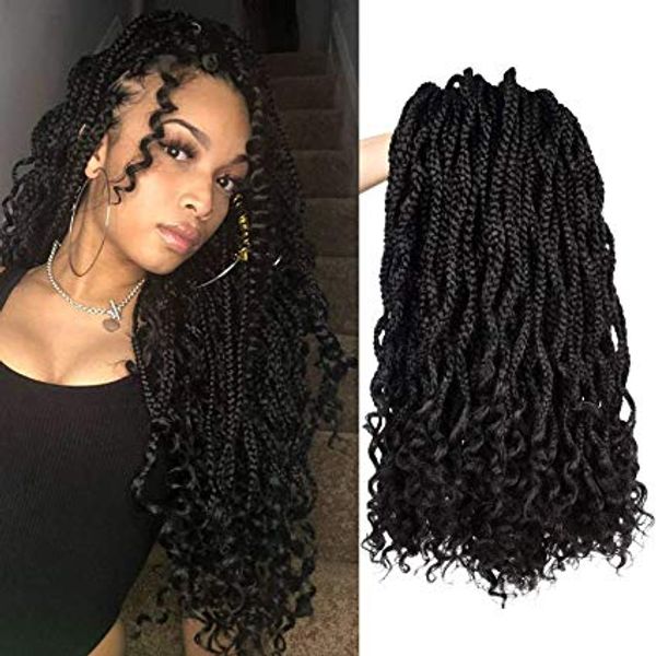 2019 3 Packs Wavy Goddess Box Braids For Black Women 18inch Ombre Box Braid Crochet Hair With Curly Ends Synthetic Braiding Extensions From
