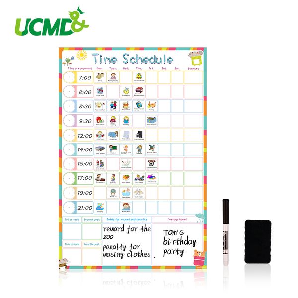 

magnetic erasable kid weekly schedule calendar daily planner drawing time schedule writing to-do list reward chart wall stickers