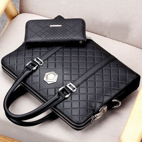 

new double layers coded lock anti-theft bags men business briefcase leather handbags men's shoulder bag bolso bandolera hombre
