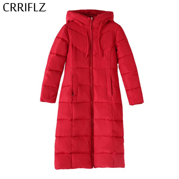 

plus size 6xl women thicken hooded parkas long warm winter jacket women solid coat female parka crriflz new winter collection, Black