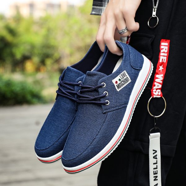 

2019 spring and autumn men's shoes casual shoes breathable comfortable canvas tooling tide men's casual sports, Black