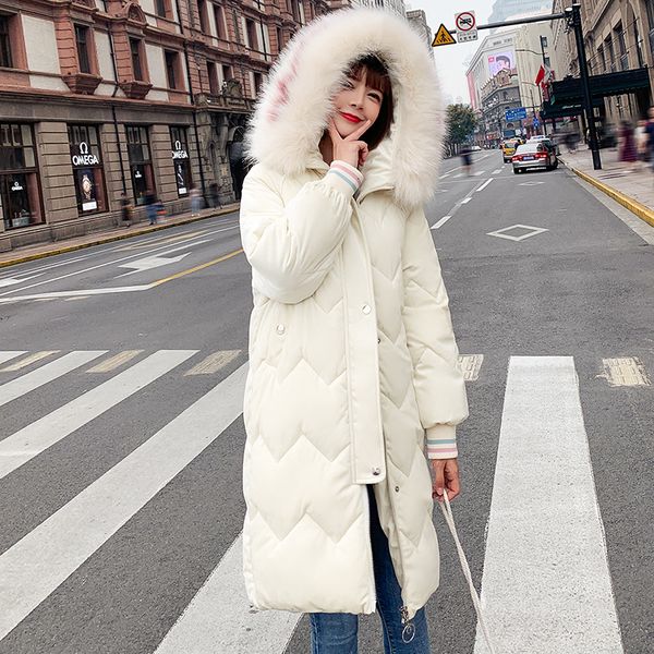 

women long mouths thick snow wear jacket jas mujer wet 2019 new winter jas women faux fur hooded parka jassen, Black
