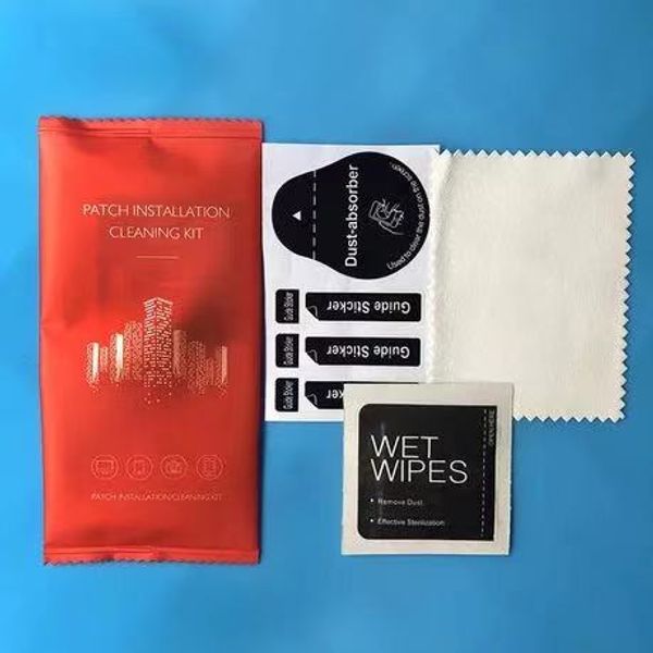

alcohol cleaning cloths film sticking tool kits universal tempered glass of cellphone wet and dry cleaning dust factory price