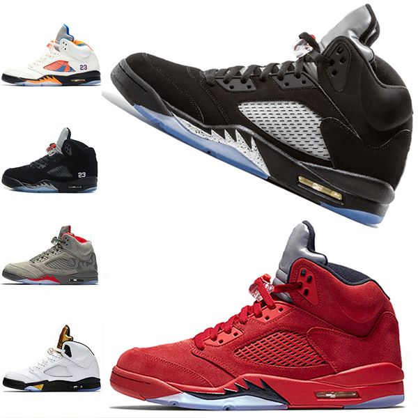 

wholesale popular mens shoes 5 5s v olympic metallic gold white cement man basketball shoes og black metallic red blue suede designer shoe