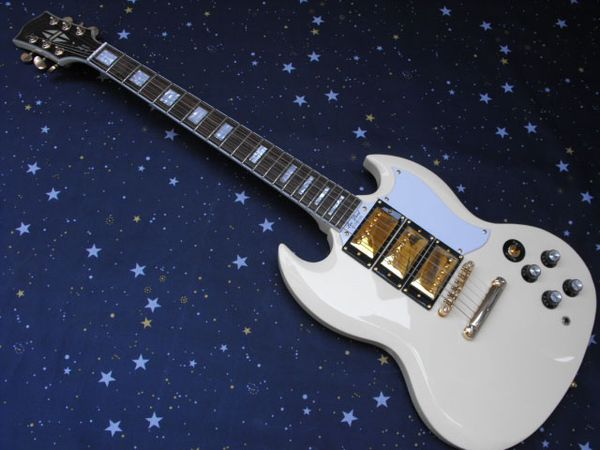 

6 string guitar white one-piece set neck g sg mahogany body electric guitar ing