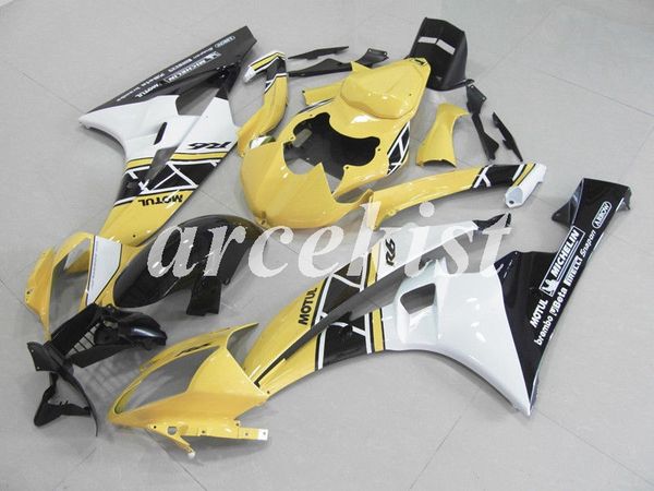 

новый abs инъекция мотоциклов обтекатели комплекты подходит для yamaha yzf-r6 2006 2007 06 07 r6 пользовательские желтый белый