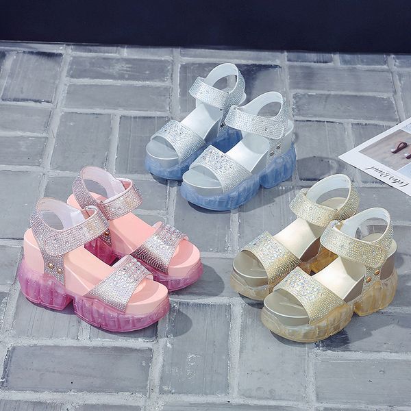 

new open-toed women sport sandals wedge sandals outdoor cool platform shoes women beach summer shoes zapatos de mujer, Black