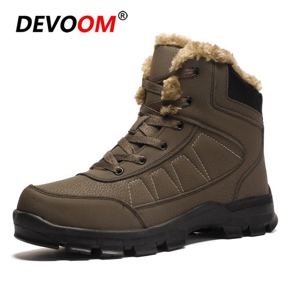

men winter mountain sport climbing shoe snow hiking boots man cotton inside anti-skid bottom keep warm waterproof ski boots fur