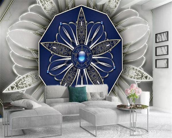 

luxury 3d цветочные обои hd голубой цветок jewelry гостиная спальня wallcovering hd шелк mural обои