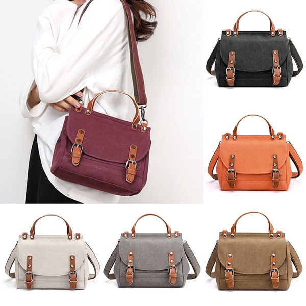 

2020 new women's crossbody bag vintage ladies pure color canvas tote oversize bag cotton shoulder messenger
