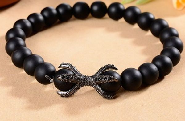 

8mm rope micro pave cz zircon eight reiki buddha prayer yoga bracelet hg2 adjusted macrame black bead bangles, Golden;silver