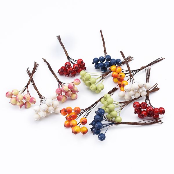

10pcs pe cherry fruit artificial plants diy gifts box christmas decorations for home scrapbooking decorative flowers wreaths