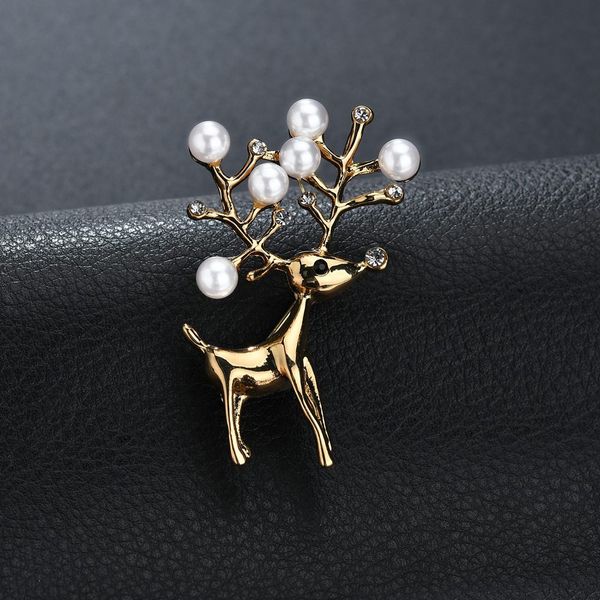 

vohe мода кристалл deer броши для женщин 2019 pearl deer броши pins животных ювелирных изделий, Gray