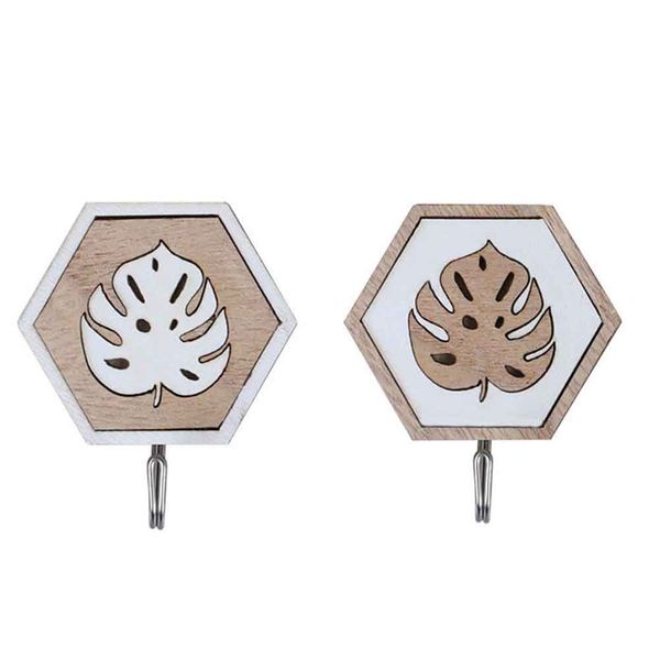 

2pcs kitchen wall hook self adhesive bathroom accessories bag office l home decoration hat living room wooden hanger