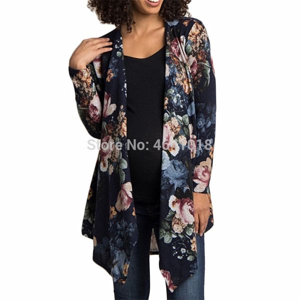 

2019 vintage floral cardigan women casual long sleeve irregular hem knitted cardigan sweater loose jacket coat plus size, White