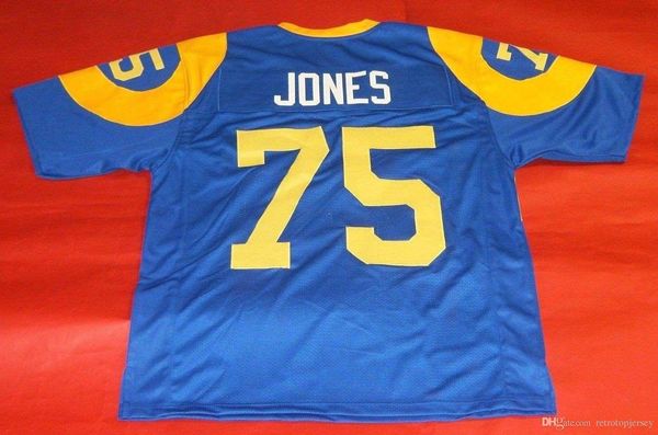 

retro david deacon #75 jones s-5xl,6xl mitchell & ness jersey fearsome foursome ly bule mens stitching football jerseys running, Black;blue