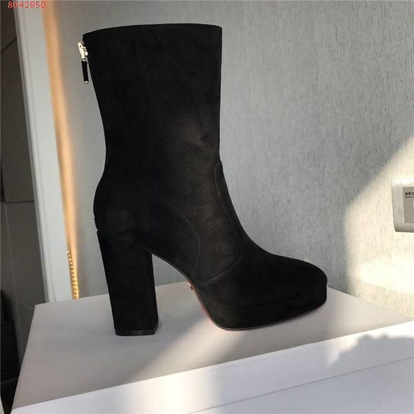 

classic womens high-heeled boots for 2019,super high heel boots with soft abrasive leather and leather outsole with box 34-40, Black