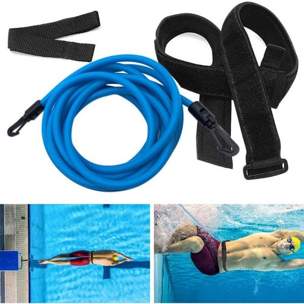 

resistance bands professional swim training belts 3m/4m leash swimming tether stationary harness static bungee cords