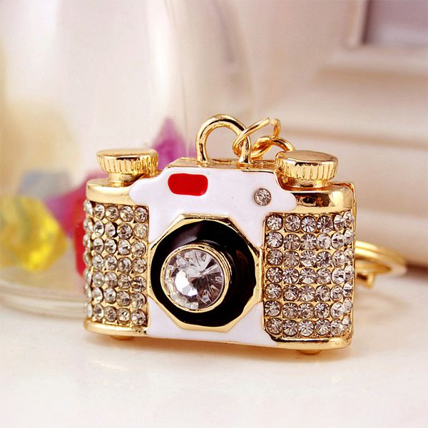 

fashion female bag pendant camera shape key chain craft small gift gift metal crystal pendant key chain, Silver