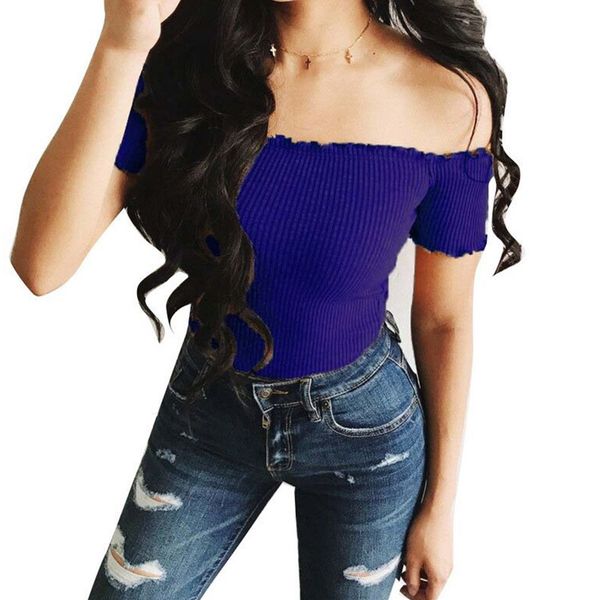

women crop off shoulder short sleeves slim fit pullover cotton casual nyz shop, White