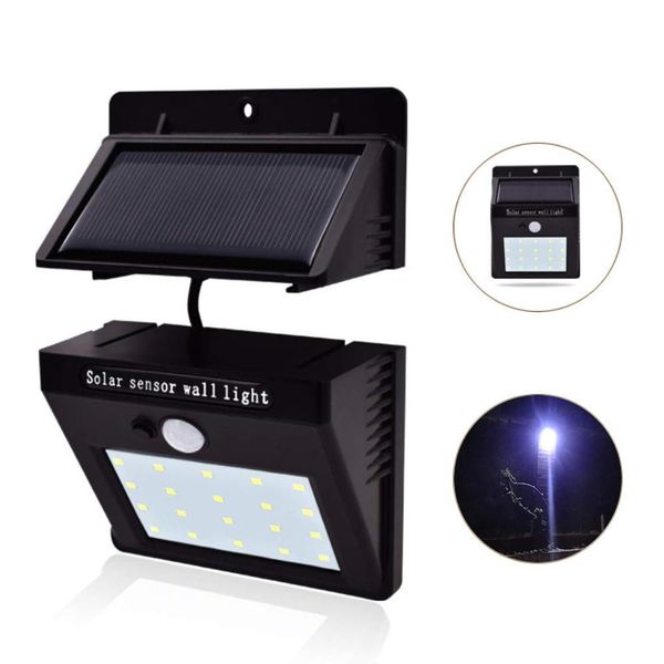 

20led split солнечный свет открытый водонепроницаемый датчик движения настенный светильник с автоматическим вкл / выкл сад деке двор сад бел