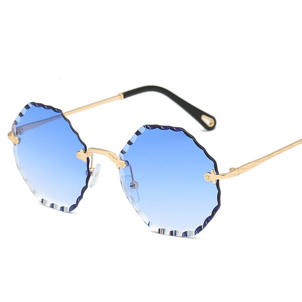 

diamond trimming sunglasses female creative crystal square frameless sunglasses uv400 luxury metal hd glasses with box quality, White;black