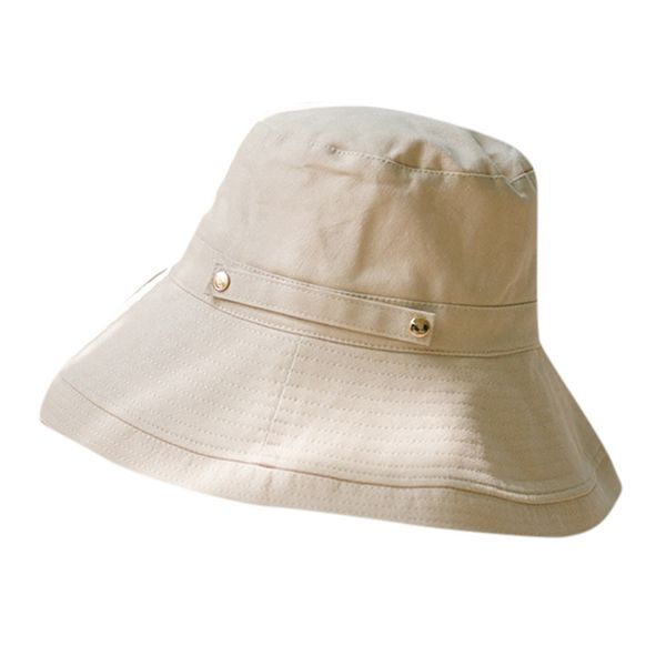 

solid color foldable bucket hat button outdoor cap spring casual simple and summer womans caps casquette femme #lr2, Blue;gray