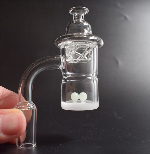

2019 Newest XL Splash Guard Beveled Edge Quartz Banger Nail with Cyclone Spinning Carb Cap and Terp Pearl Insert For Glass Bongs Smoking