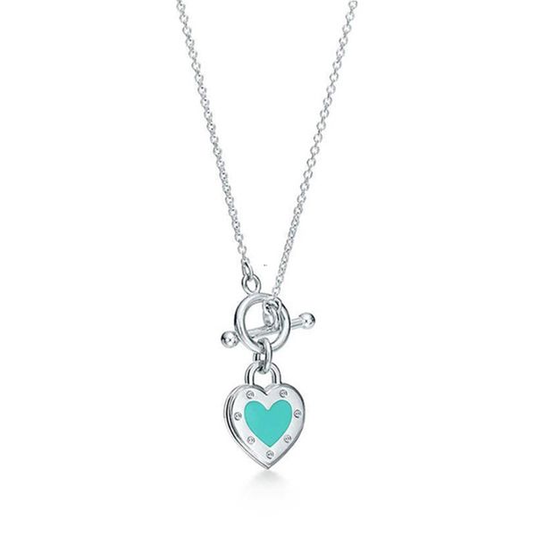 

cosen charm gift 925 sterling silver blue heart lock attractive elegance temperament necklace world jewelry for woman