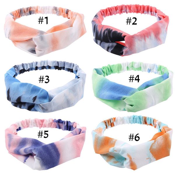 

fashion women tie-dyed headband outdoor sports hair band hairbands head band cross knot elastic turban headwrap hair accessories d61606, Slivery;white