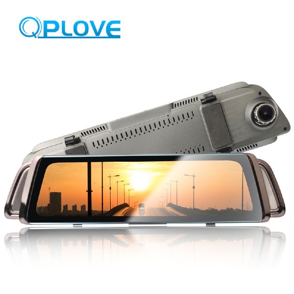 

qplove 1080p rearview mirror dvr car camera streaming media hd dual dash cam driving double recording night vision clear usb dvr
