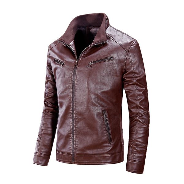 

leather jacket selling men's fashion pu leather casual men's coat korean-style locomotive leather jacket, Black