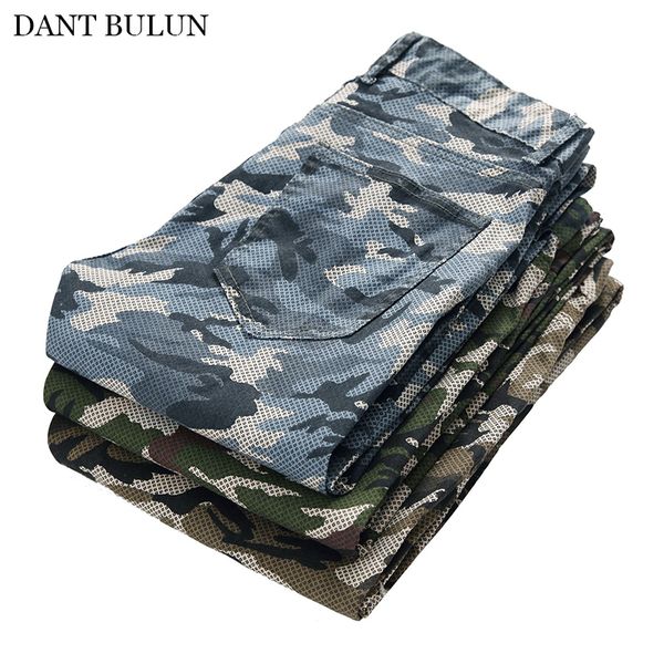 

men's jeans men camouflage printed pants slim elastic cargo trousers hip hop joggers for male denim, Blue