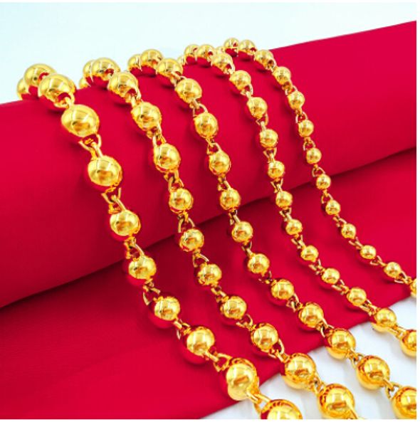 

fashion jewelry 4mm-10mm bead plated 24k gold bead necklace men's necklacks female wedding necklace lover necklace solid beads, Black