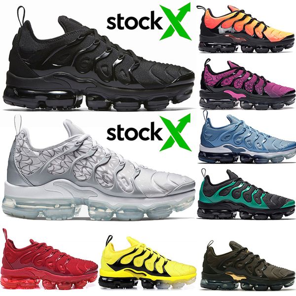 

36-47 wholesale run tn plus men cushion running sshoes triple black silver patterns sunset athletic shoes women trainers sneakers us 13, White;red