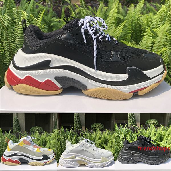 

2020 paris triple s dad shoes men women beige green yellow pink grey triple black white vintage luxury designer trainers